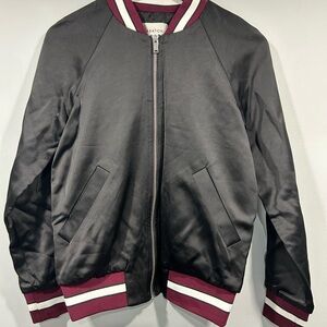 Babaton Aritzia Satin Bomber Jacket size xs Black zip up